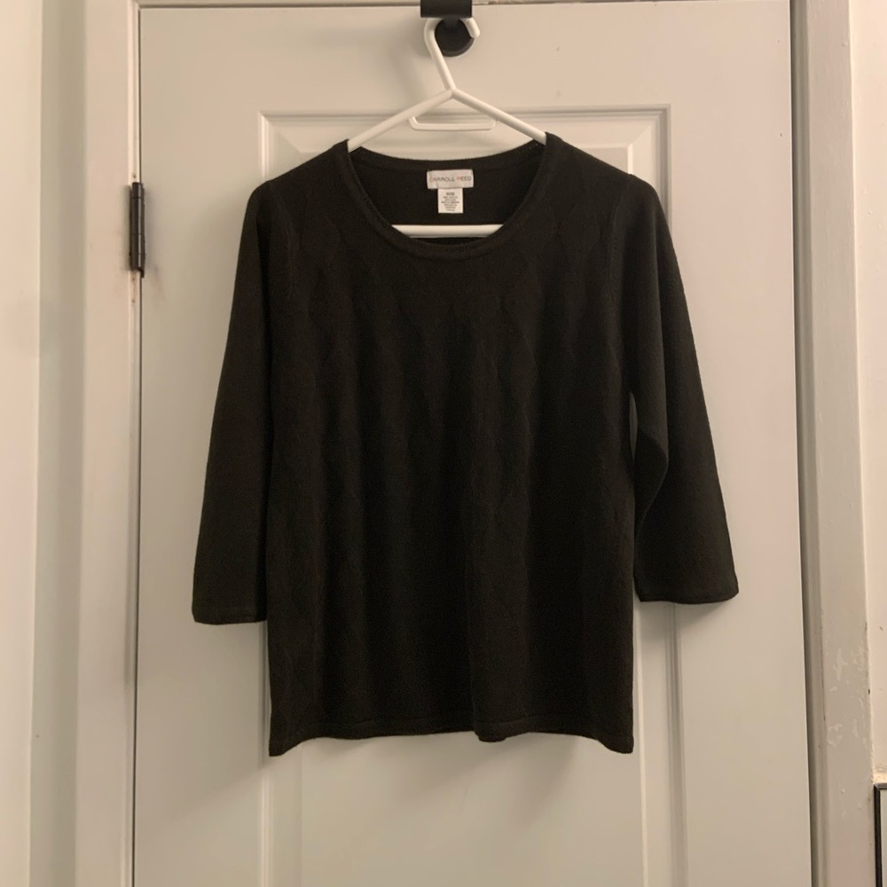 Casual Crewneck 3/4 Sleeve Top - Black - Croft & Barrow